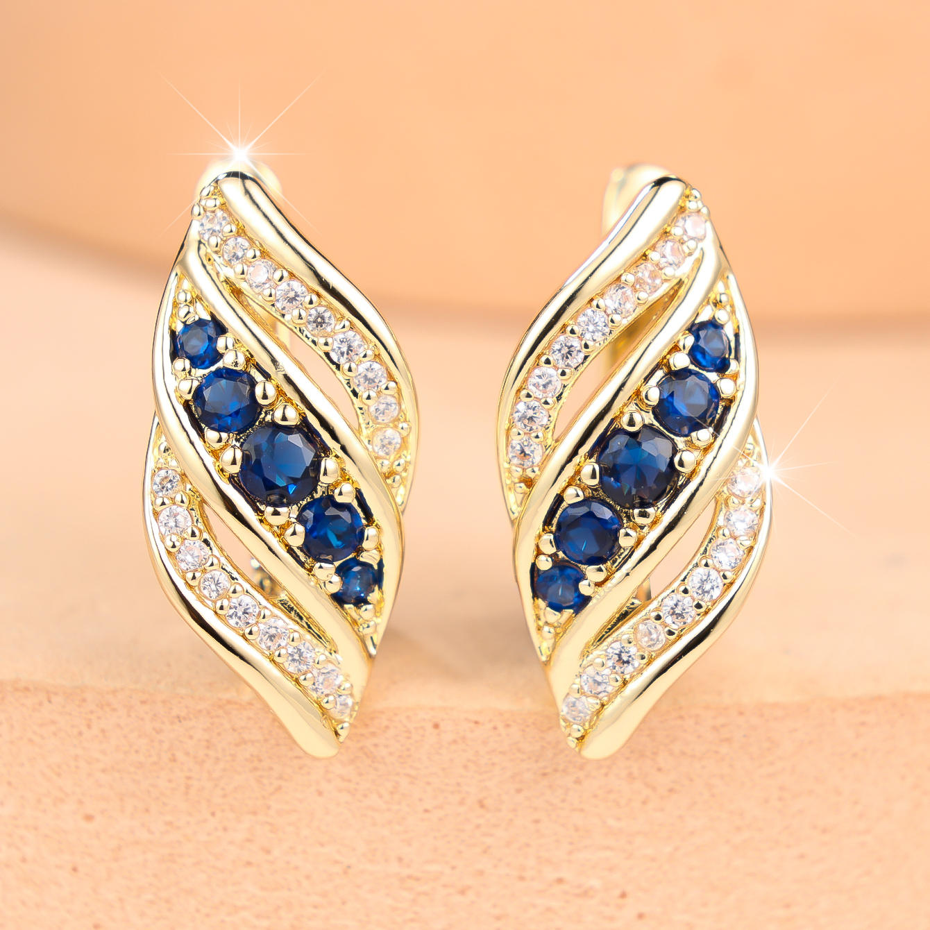 Women's Inlaid Synthetic Zirconia Earrings, Elegant & Sweet